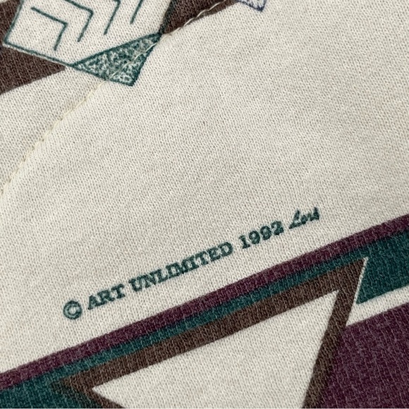 VTG 90’s Native Southwestern Aztec Sweatshirt Button Pullover Mens Large - Picture 9 of 15